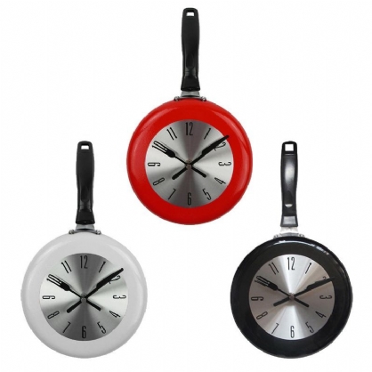 8 Pulgada Decoración Del Hogar Reloj De Pared De Cocina Sartén Pequeño Diseño Novedoso Reloj De Metal Decoraciones Para El Hogar