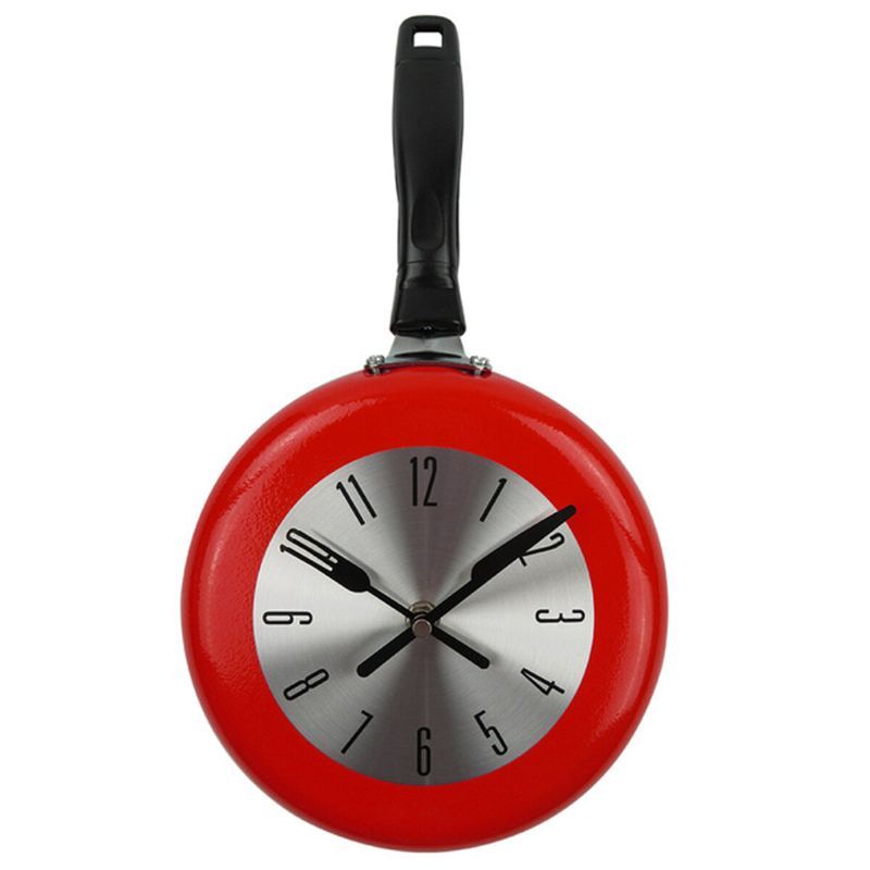 8 Pulgada Decoración Del Hogar Reloj De Pared De Cocina Sartén Pequeño Diseño Novedoso Reloj De Metal Decoraciones Para El Hogar