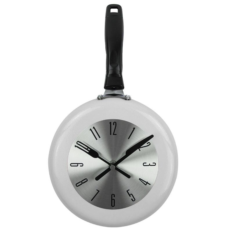 8 Pulgada Decoración Del Hogar Reloj De Pared De Cocina Sartén Pequeño Diseño Novedoso Reloj De Metal Decoraciones Para El Hogar