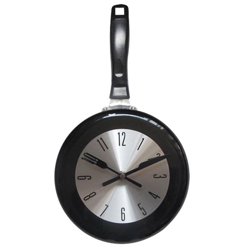 8 Pulgada Decoración Del Hogar Reloj De Pared De Cocina Sartén Pequeño Diseño Novedoso Reloj De Metal Decoraciones Para El Hogar