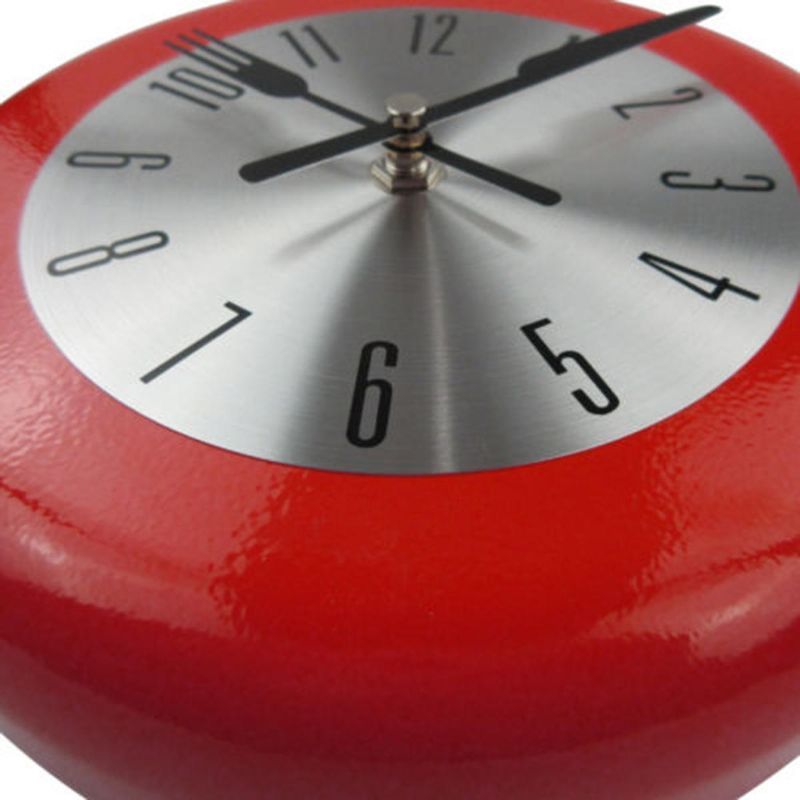 8 Pulgada Decoración Del Hogar Reloj De Pared De Cocina Sartén Pequeño Diseño Novedoso Reloj De Metal Decoraciones Para El Hogar