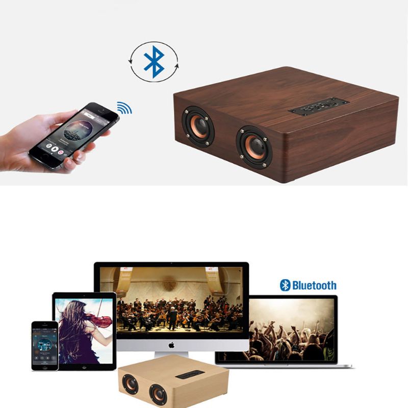 Altavoz Bluetooth De Madera Portátil 12w 4 Altavoces Reloj Despertador Pantalla Columna Altavoz Estéreo 3d