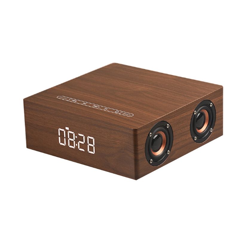 Altavoz Bluetooth De Madera Portátil 12w 4 Altavoces Reloj Despertador Pantalla Columna Altavoz Estéreo 3d