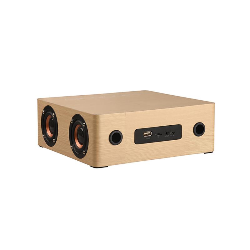 Altavoz Bluetooth De Madera Portátil 12w 4 Altavoces Reloj Despertador Pantalla Columna Altavoz Estéreo 3d