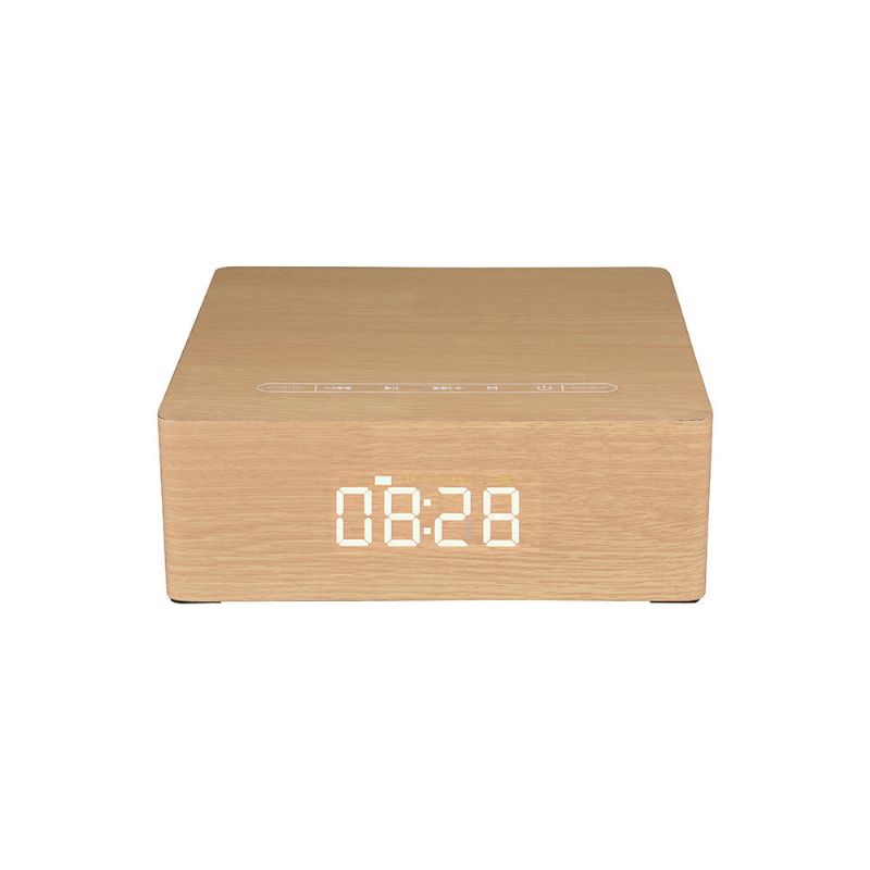 Altavoz Bluetooth De Madera Portátil 12w 4 Altavoces Reloj Despertador Pantalla Columna Altavoz Estéreo 3d