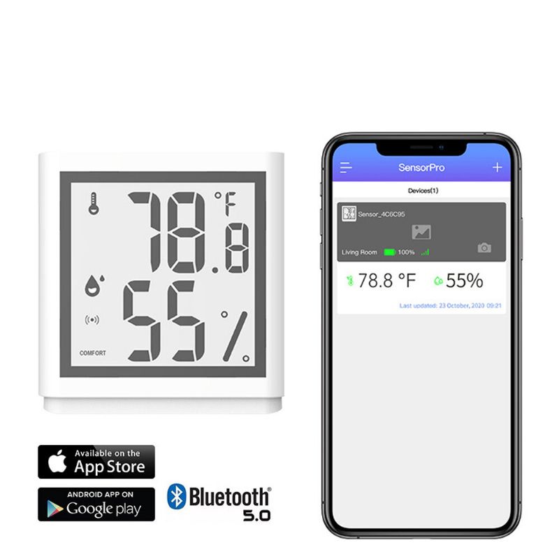 Bluetooth 5.0 Temperatura Humedad Sensor Inteligente Higrómetro Termómetro Aplicación Monitoreo Pantalla Lcd Estación Meteorológica Digital Medidor De Humedad Electrónico