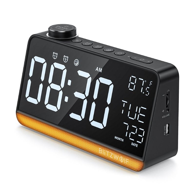 Bw-lac1 Radio Reloj Despertador Digital Luz Nocturna Pantalla Grande Función De Radio Fm Reloj Despertador Doble Pantalla De Temperatura Para Decoración De Escritorio