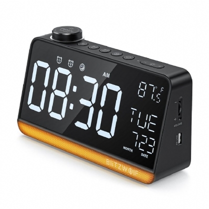 Bw-lac1 Radio Reloj Despertador Digital Luz Nocturna Pantalla Grande Función De Radio Fm Reloj Despertador Doble Pantalla De Temperatura Para Decoración De Escritorio