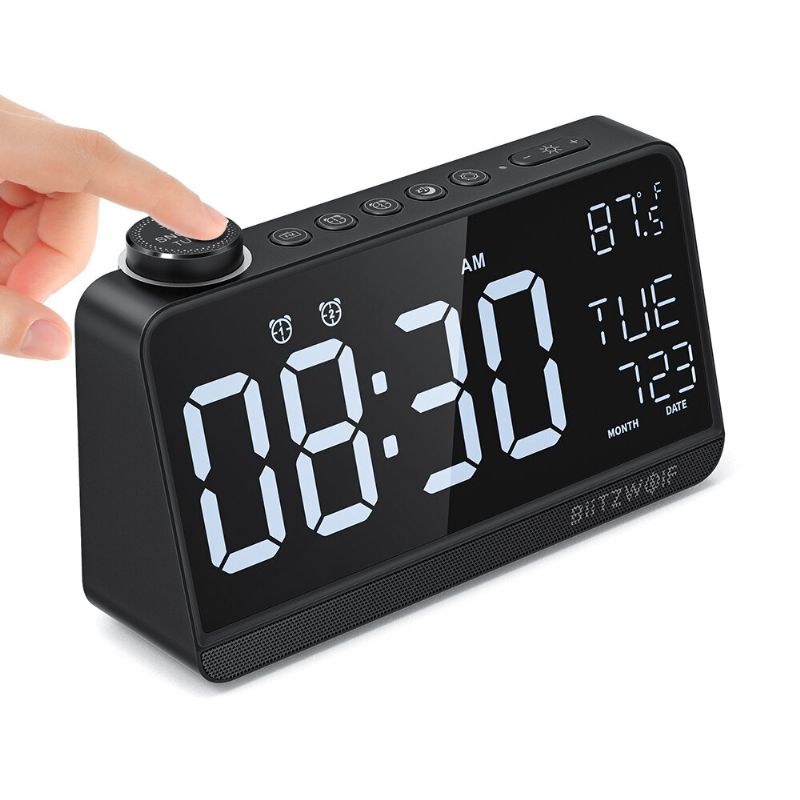 Bw-lac1 Radio Reloj Despertador Digital Luz Nocturna Pantalla Grande Función De Radio Fm Reloj Despertador Doble Pantalla De Temperatura Para Decoración De Escritorio