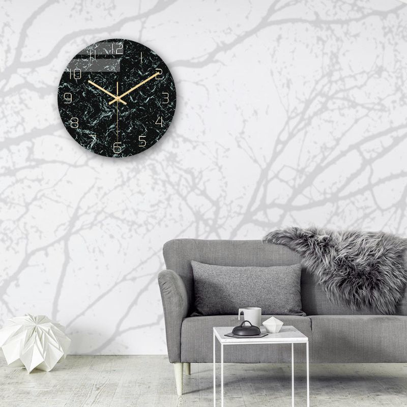 Cc005 Reloj De Pared Con Patrón De Mármol Creativo Reloj De Pared Silencioso Reloj De Pared De Cuarzo Para Decoraciones De Oficina En Casa