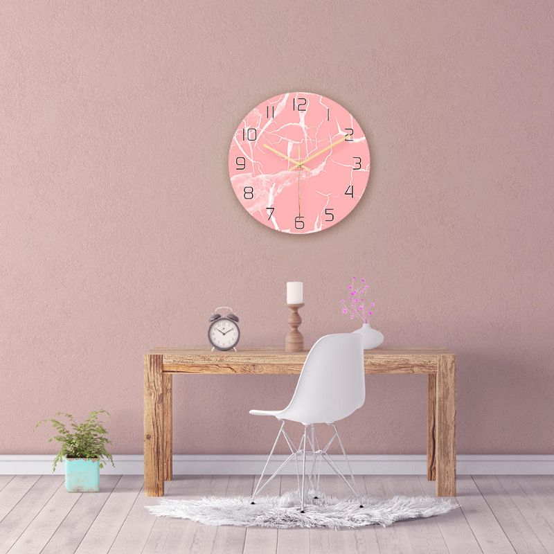 Cc015 Reloj De Pared Con Patrón De Mármol Creativo Reloj De Pared Silencioso Reloj De Pared De Cuarzo Para Decoraciones De Oficina En Casa