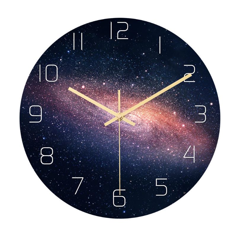 Cc021 Reloj De Pared Con Patrón Estrellado Creativo Reloj De Pared Silencioso Reloj De Pared De Cuarzo Para Decoraciones De Oficina En Casa