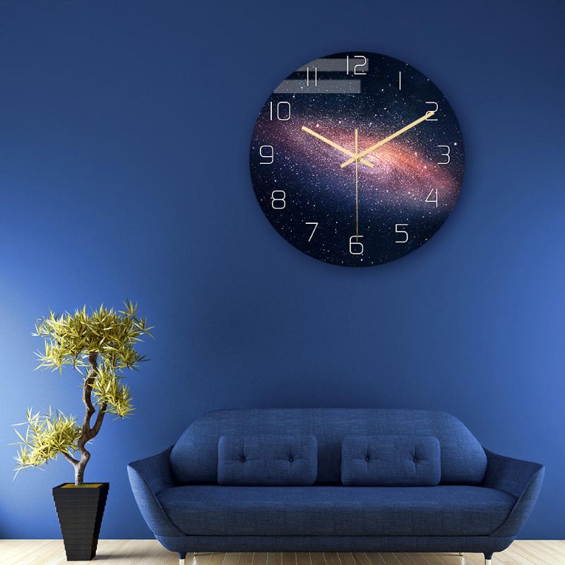 Cc021 Reloj De Pared Con Patrón Estrellado Creativo Reloj De Pared Silencioso Reloj De Pared De Cuarzo Para Decoraciones De Oficina En Casa