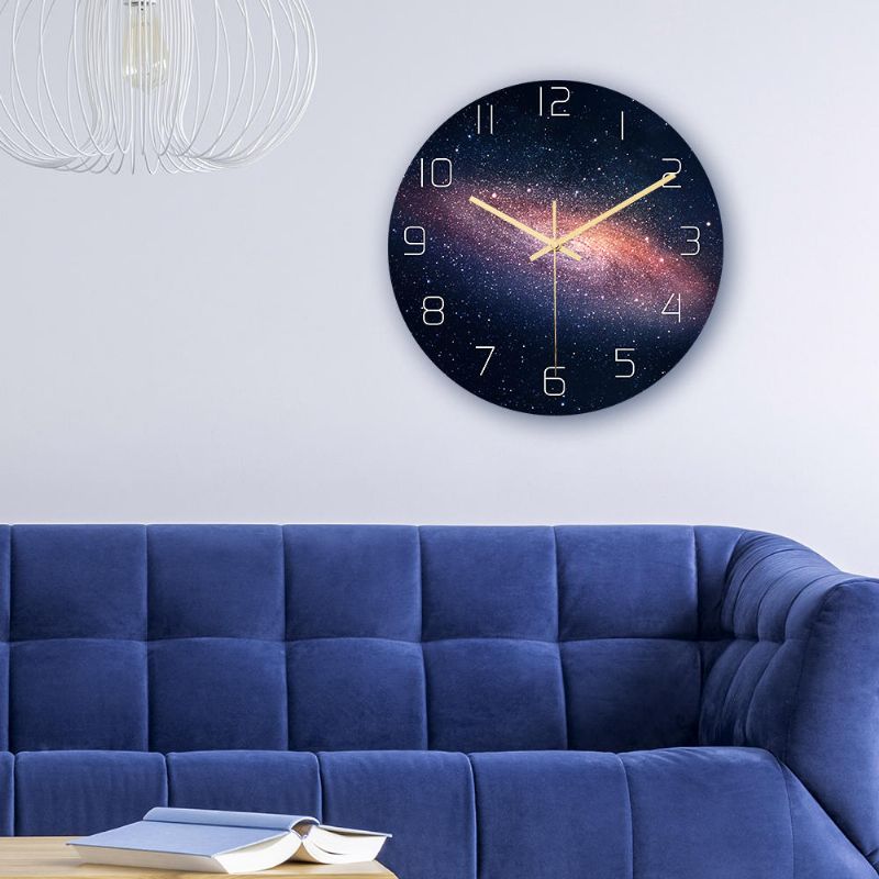 Cc021 Reloj De Pared Con Patrón Estrellado Creativo Reloj De Pared Silencioso Reloj De Pared De Cuarzo Para Decoraciones De Oficina En Casa