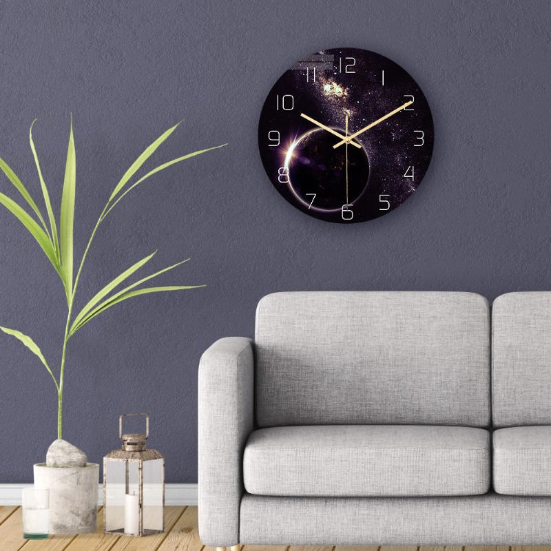 Cc022 Reloj De Pared Con Patrón Estrellado Creativo Reloj De Pared Silencioso Reloj De Pared De Cuarzo Para Decoraciones De Oficina En Casa