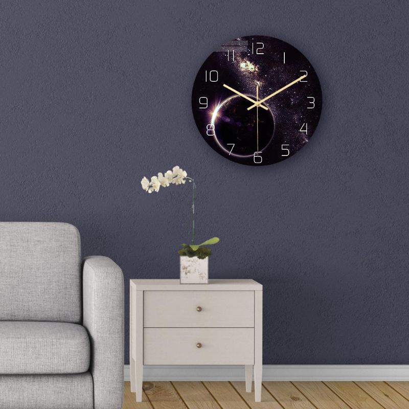 Cc022 Reloj De Pared Con Patrón Estrellado Creativo Reloj De Pared Silencioso Reloj De Pared De Cuarzo Para Decoraciones De Oficina En Casa