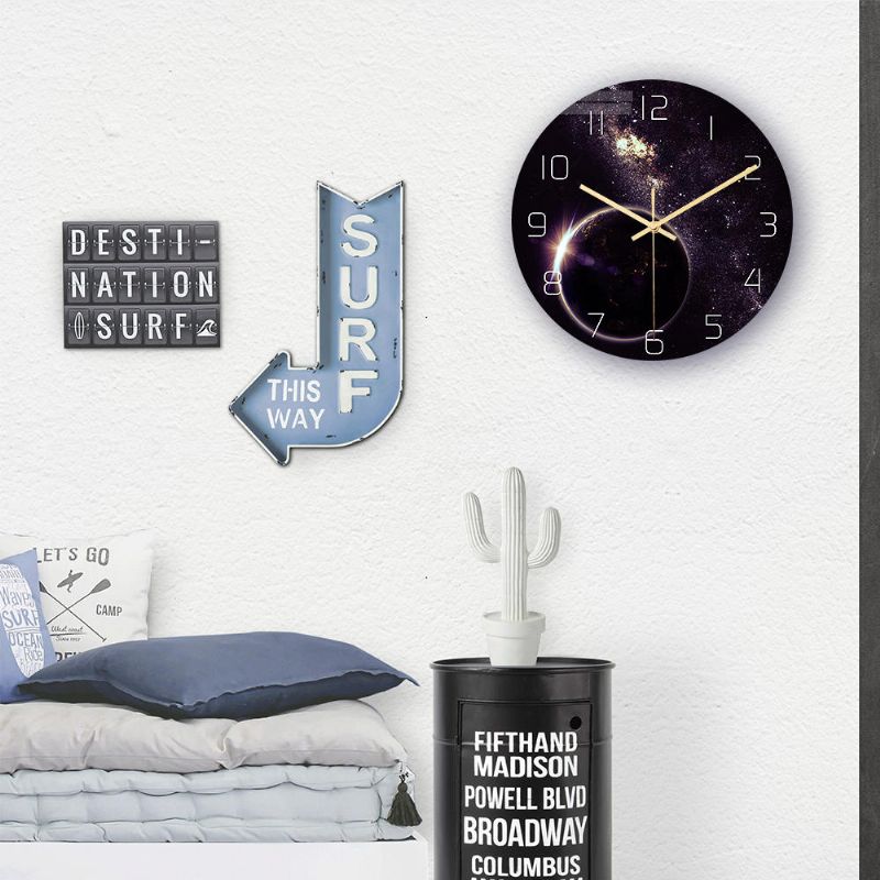 Cc022 Reloj De Pared Con Patrón Estrellado Creativo Reloj De Pared Silencioso Reloj De Pared De Cuarzo Para Decoraciones De Oficina En Casa