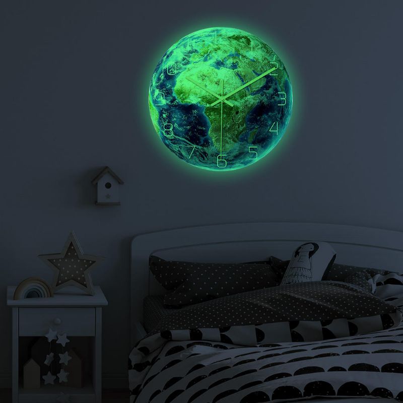 Cc092 Creativo Luminoso Tierra África Mapa Reloj De Pared Reloj De Pared Silencioso Reloj De Pared De Cuarzo Para Decoraciones De Oficina En Casa