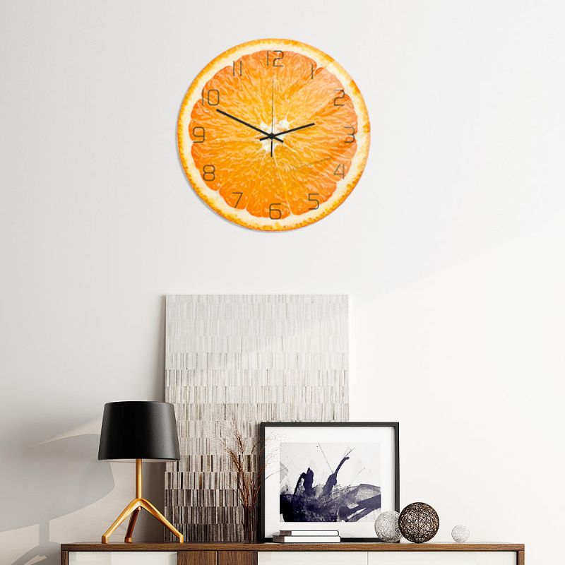 Cc093 Reloj De Pared Naranja Creativo Reloj De Pared Silencioso Reloj De Pared De Cuarzo Para Decoraciones De Oficina En Casa