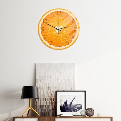 Cc093 Reloj De Pared Naranja Creativo Reloj De Pared Silencioso Reloj De Pared De Cuarzo Para Decoraciones De Oficina En Casa