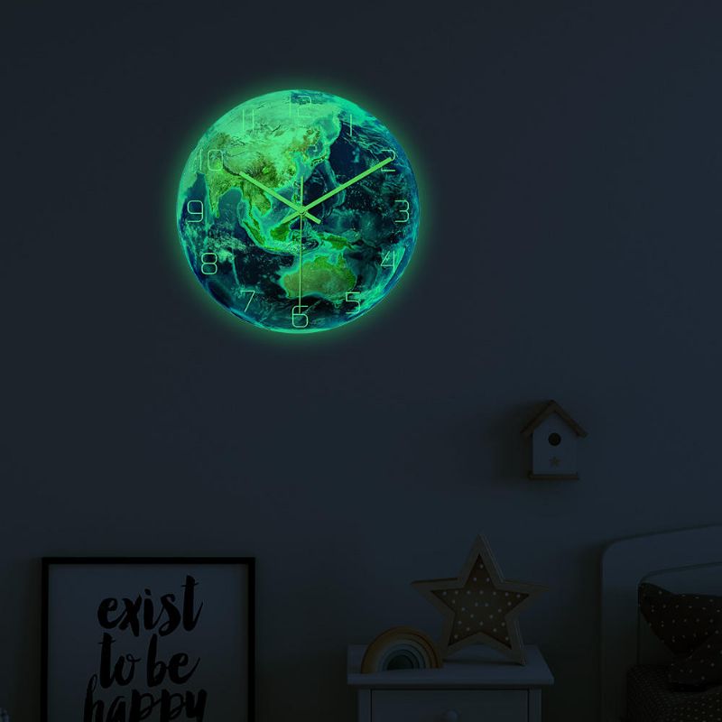 Creative Asia Luminous Earth Reloj De Pared Reloj De Pared Silencioso Reloj De Pared De Cuarzo Para Decoraciones De Oficina En Casa