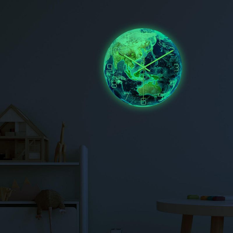 Creative Asia Luminous Earth Reloj De Pared Reloj De Pared Silencioso Reloj De Pared De Cuarzo Para Decoraciones De Oficina En Casa