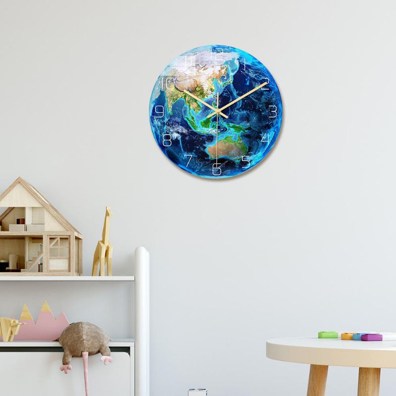 Creative Asia Luminous Earth Reloj De Pared Reloj De Pared Silencioso Reloj De Pared De Cuarzo Para Decoraciones De Oficina En Casa