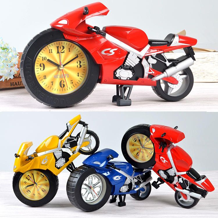 Creative Lazy Student Kids Cartoon Reloj Portátil Personalidad Dormitorio Mini Reloj Motocicleta A