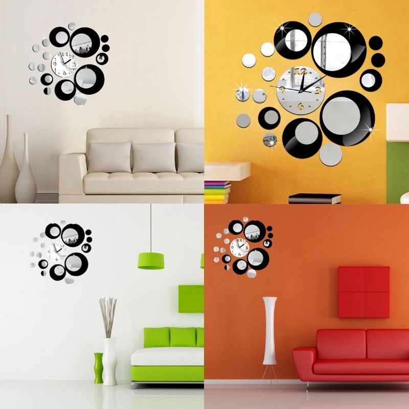 Creativo Diy 3d Espejo Pared Acrílico Reloj Pegatina Único Gran Número Decoraciones Modernas