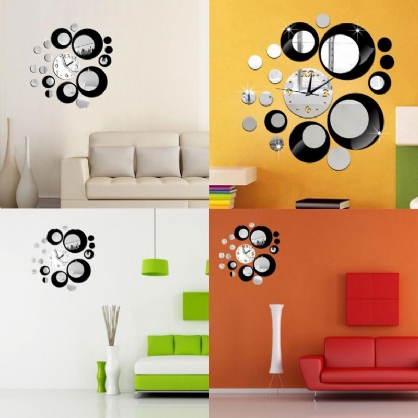 Creativo Diy 3d Espejo Pared Acrílico Reloj Pegatina Único Gran Número Decoraciones Modernas