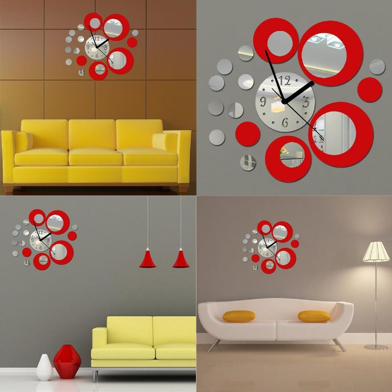 Creativo Diy 3d Espejo Pared Acrílico Reloj Pegatina Único Gran Número Decoraciones Modernas