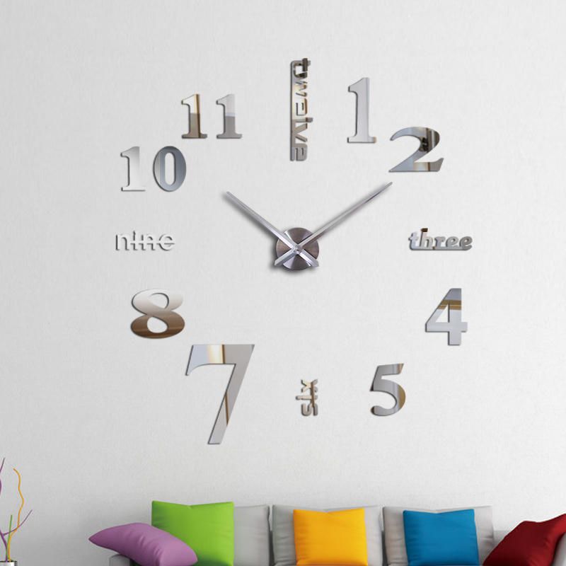 Creativo Diy Espejo Acrílico Reloj De Pared Grande Reloj De Cuarzo Naturaleza Muerta Relojes Modernos Aguja Sala De Estar Decoración Del Hogar Pegatinas