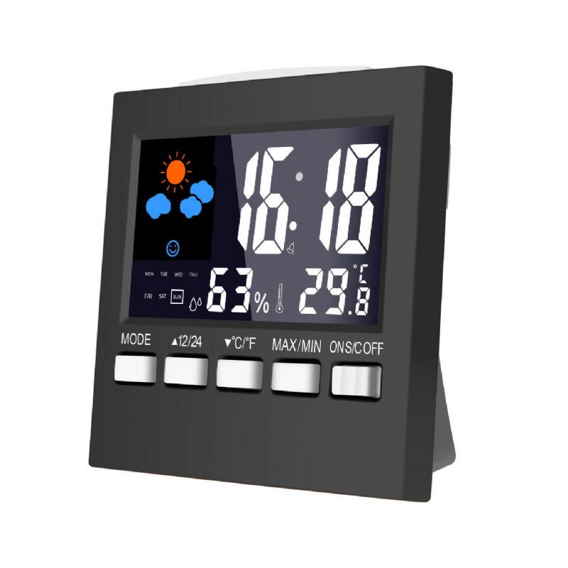 Dc-001 Reloj Digital De Alarma De Temperatura Y Humedad Reloj Con Pantalla De Estación Meteorológica Lcd