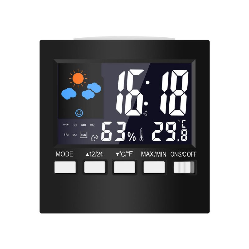 Dc-001 Reloj Digital De Alarma De Temperatura Y Humedad Reloj Con Pantalla De Estación Meteorológica Lcd