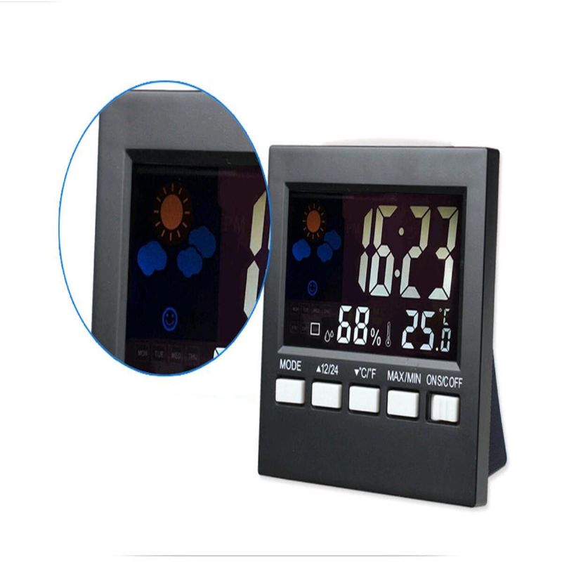 Dc-001 Reloj Digital De Alarma De Temperatura Y Humedad Reloj Con Pantalla De Estación Meteorológica Lcd