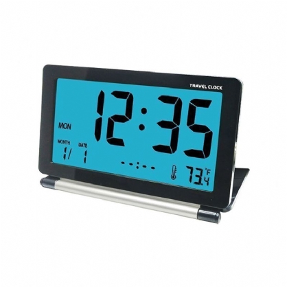 Dc-12 Despertador De Viaje Lcd Mini Escritorio Digital Alarma Electrónica Plegable Con Luz De Fondo