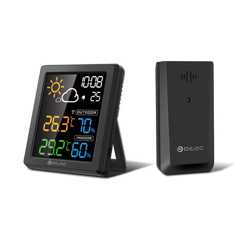 Dg-8647 Mini Pantalla A Color Hd Lcd Estación Meteorológica Reloj Despertador Higrómetro Inteligente Termómetro Snooze Reloj De Escritorio Dual