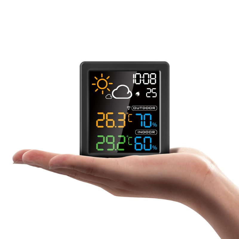 Dg-8647 Mini Pantalla A Color Hd Lcd Estación Meteorológica Reloj Despertador Higrómetro Inteligente Termómetro Snooze Reloj De Escritorio Dual