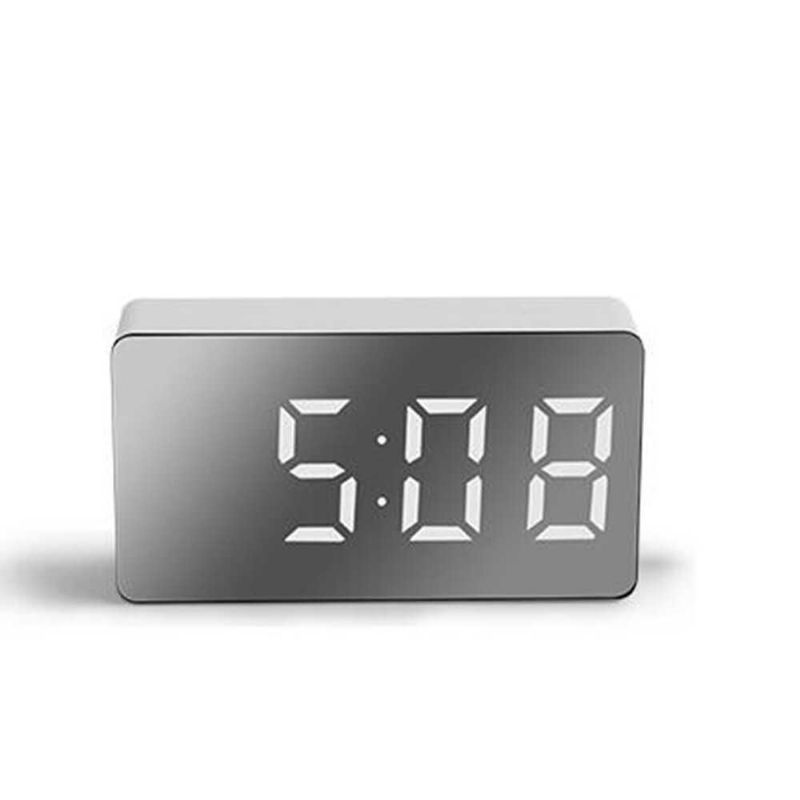 Digital Usb Led Reloj Despertador Espejo Snooze Pantalla Hora Noche Mesa De Luz Lcd Escritorio Para Decoración Del Hogar