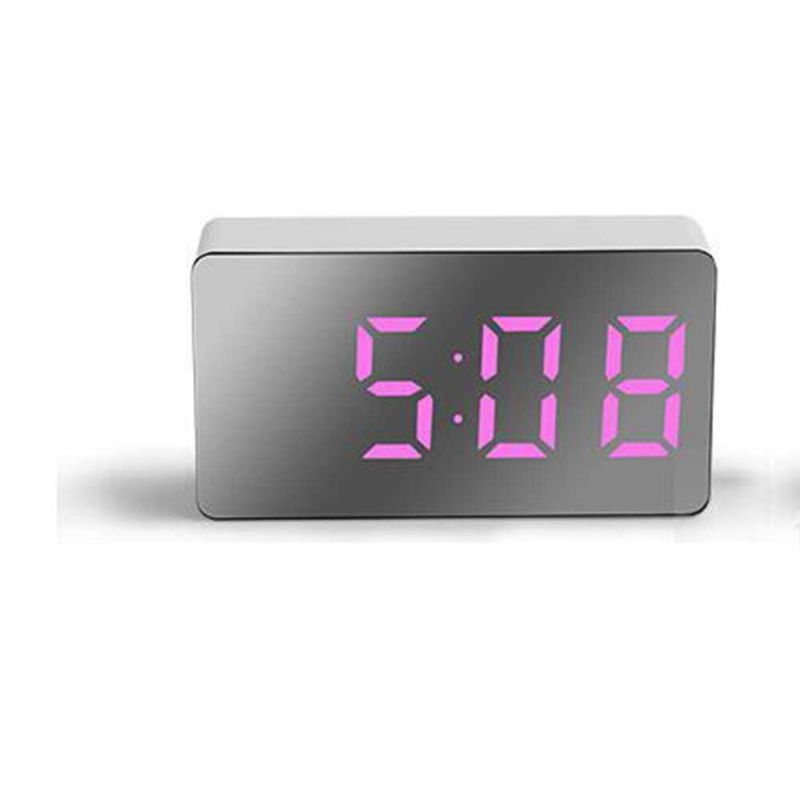 Digital Usb Led Reloj Despertador Espejo Snooze Pantalla Hora Noche Mesa De Luz Lcd Escritorio Para Decoración Del Hogar