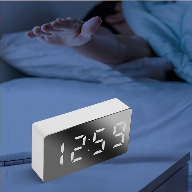 Digital Usb Led Reloj Despertador Espejo Snooze Pantalla Hora Noche Mesa De Luz Lcd Escritorio Para Decoración Del Hogar