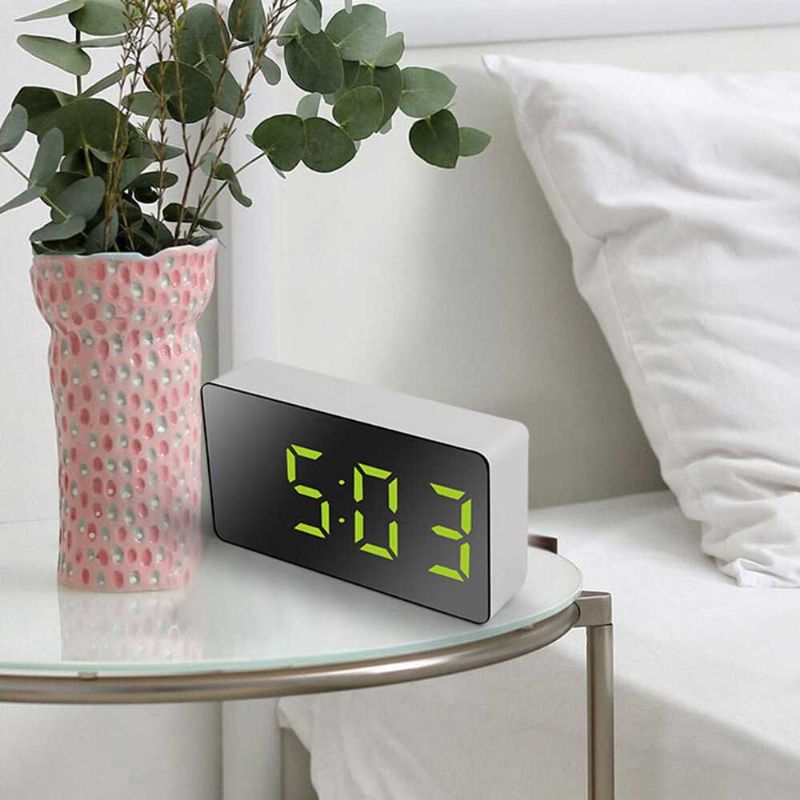 Digital Usb Led Reloj Despertador Espejo Snooze Pantalla Hora Noche Mesa De Luz Lcd Escritorio Para Decoración Del Hogar