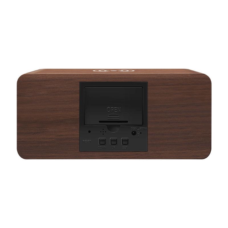 Digoo Dg-ac80 Led 12 24 Horas Pantalla Ajustable Reloj De Madera Carga Inalámbrica Control De Voz Alarma Cl