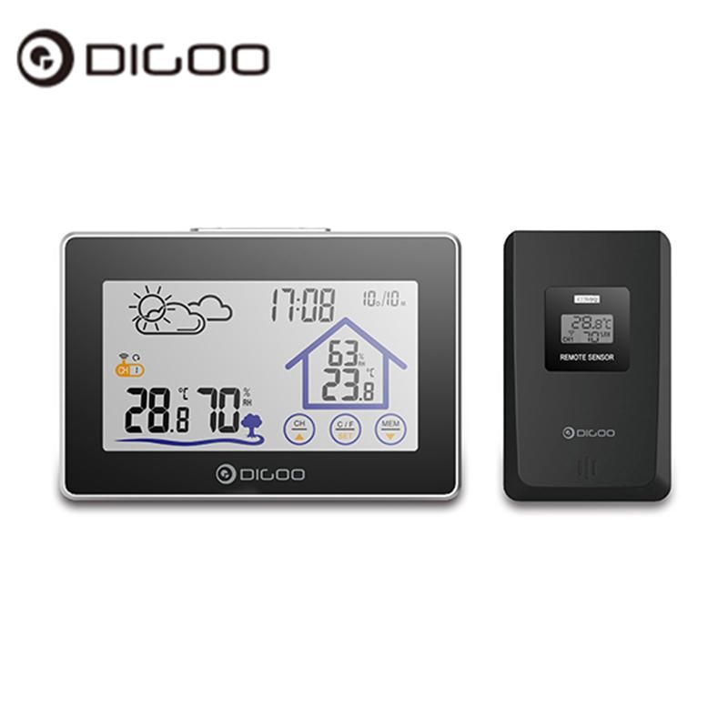 Digoo Dg-th8380 Termómetro Inalámbrico Higrómetro Pantalla Táctil Estación Meteorológica Con Termómetro Reloj De Sensor De Pronóstico Exterior