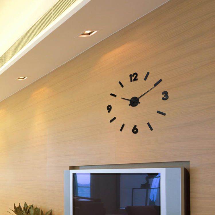 Diy Reloj De Pared 3d Moderno Grande Decoración Para El Hogar Etiqueta Sin Marco Espejo Negro Para Oficina Sala De Estar Dormitorio Cocina Bar Reloj De Gran Número