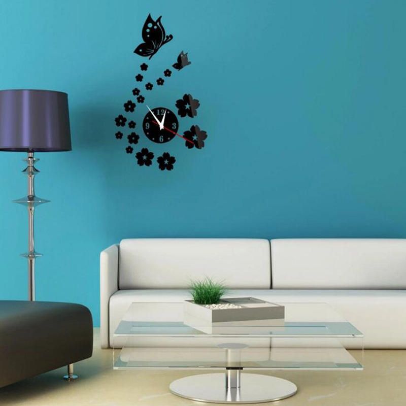 Dx-x7 Mariposa Creativa 3d Espejo Acrílico Etiqueta De La Pared Relojes De Cuarzo Reloj Decoración Grande Para El Hogar