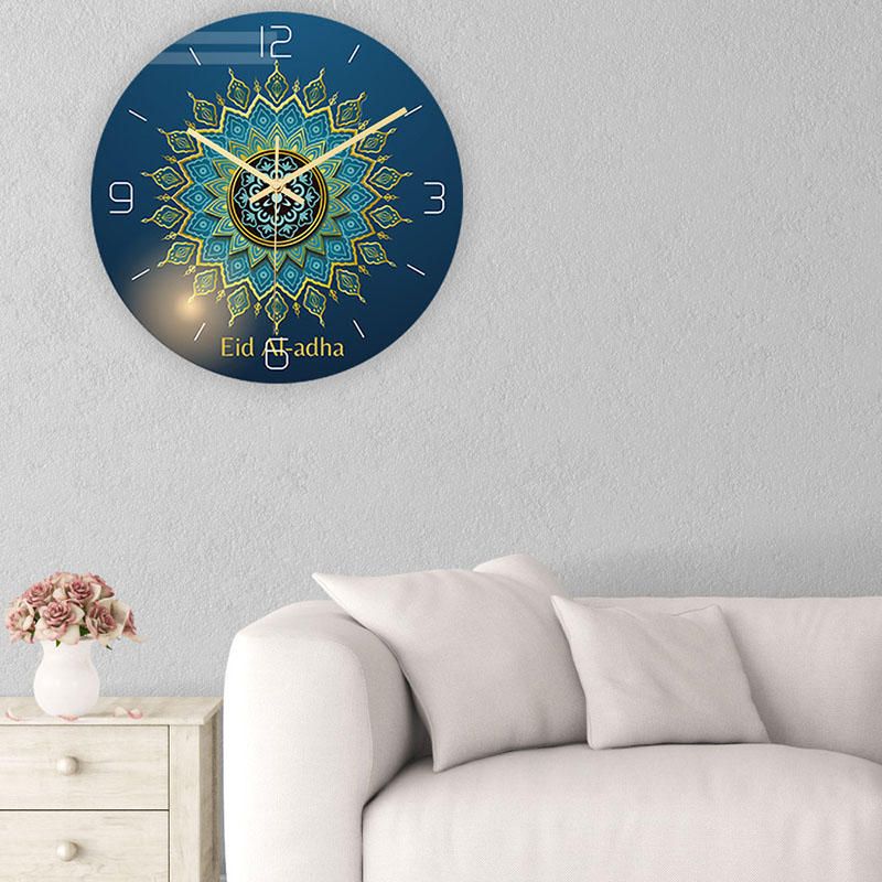 Eid Al Fitr Mute Sweep Round Hang Wall Clock Decor Home Room Decorar