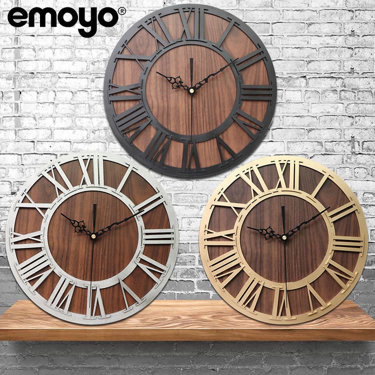 Emoyo Ecy016 Reloj De Pared Digital Romano Artesanal De Madera Para Decoraciones De Oficina En Casa