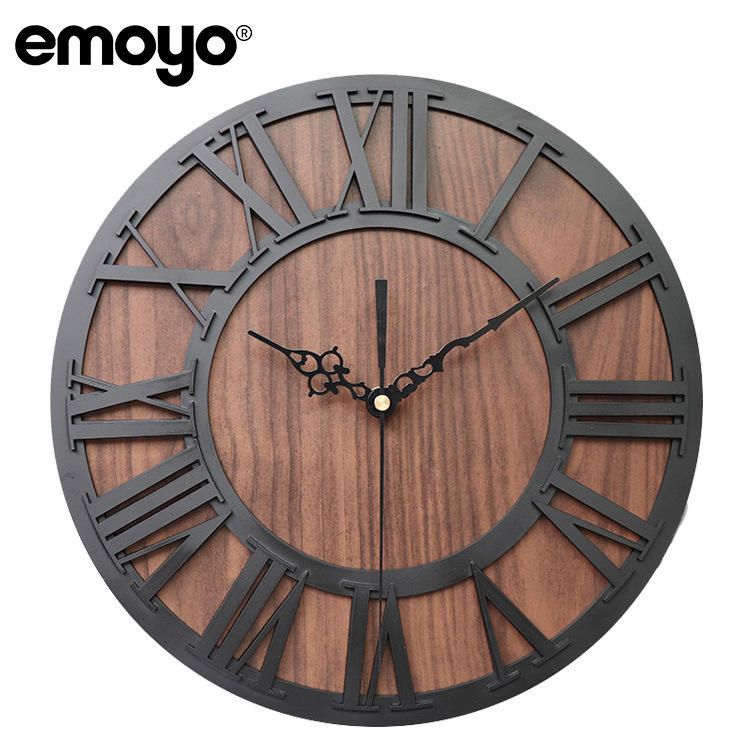 Emoyo Ecy016 Reloj De Pared Digital Romano Artesanal De Madera Para Decoraciones De Oficina En Casa