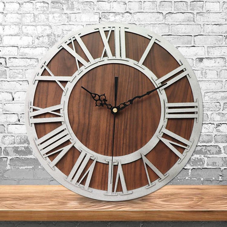 Emoyo Ecy016 Reloj De Pared Digital Romano Artesanal De Madera Para Decoraciones De Oficina En Casa